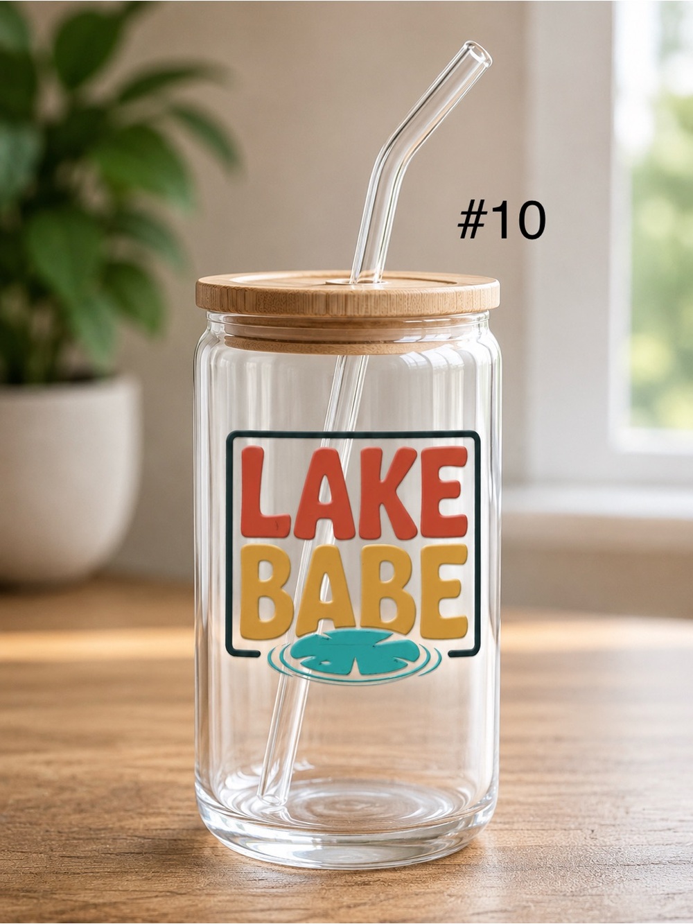 *Buy now lake life/boaters 16 ounce glass tumbler with bamboo lid and straw - Picture 10 of 13